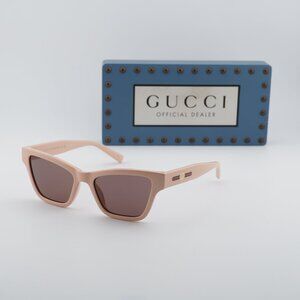 Gucci GG1982S 004 Cat Eye Sunglasses - Shiny Vintage Pink\Solid Violet Brown